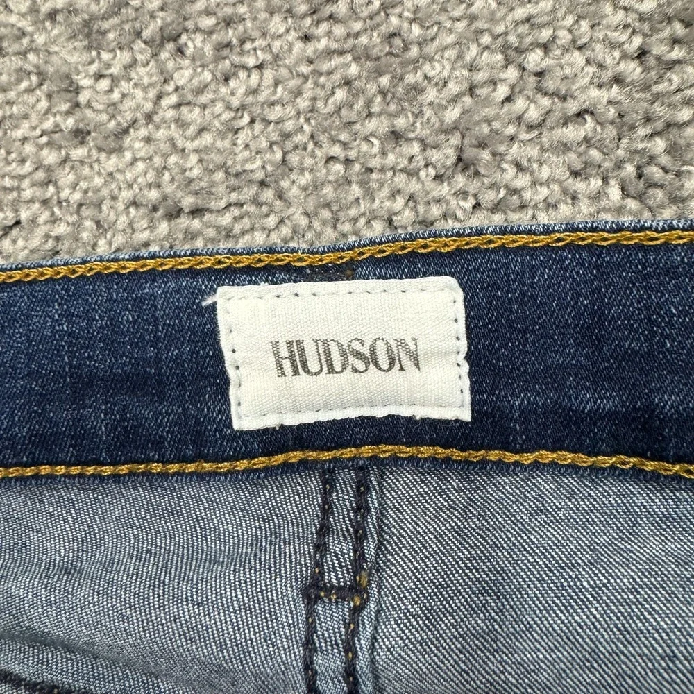 Hudson Jeans Womens 27 Blue Cropped Fray Stretch Preppy City Casual Logo Pockets - Picture 6 of 9